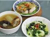 Recipe [$20 Budget Meal] Winter Melon, Woodear and Pork Ribs Soup, Stir-fry Nai Bai and Steamed Threadfin With Zha Cai