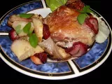 Recipe Fast and simple baked chicken with apple and strawberry