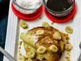 Recipe Banana pancake with palm sugar syrup and coconut