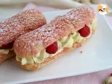 Recipe Pistachio and raspberry eclairs