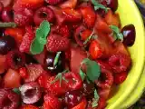 Recipe Red fruit salad: strawberry, raspberry, cherry and watermelon, perfect for summer!