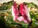 Recipe Apron giveaway + stuffed sea-bass fillet with pomegranate-hazelnut vinaigrette