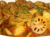 Recipe Curried lotus roots with potatoes - kamal kakdi aur aloo ki subzi