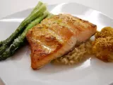 Recipe Lemon and rosemary salmon, asparagus, and scallops
