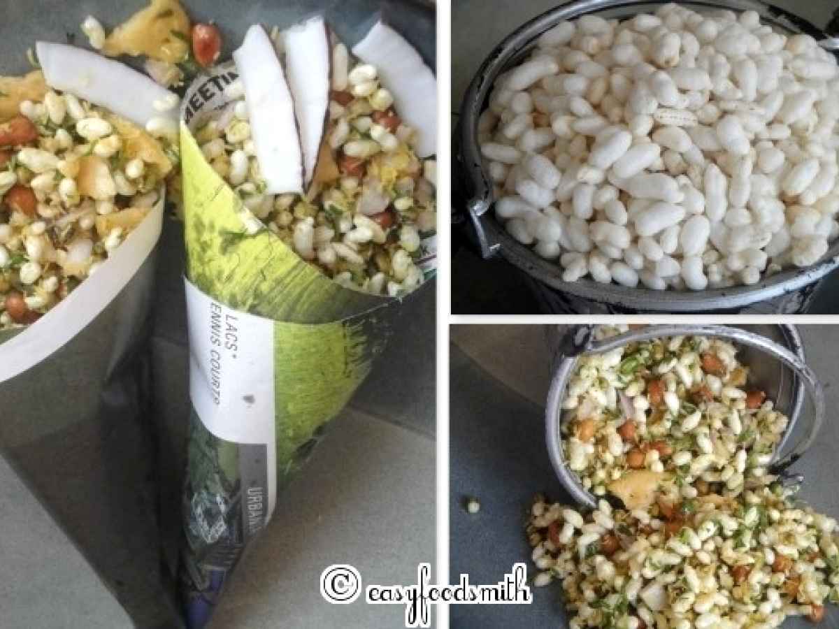 Indian street food savoury puffed rice in paper cones, Recipe Petitchef