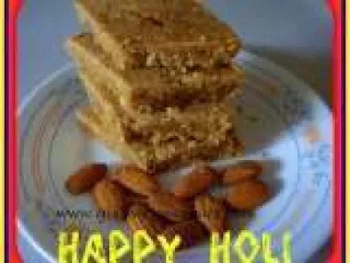 Microwave Gor Papdi with Badam and a very Happy Holi to All (Indian Sweet Dish with Almonds)