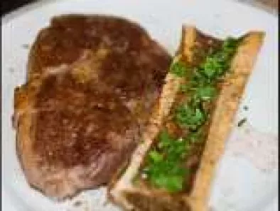 Rib-eye Steak with Bone Marrow and Potato Salad