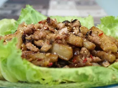 Recipe Spicy brinjal fries with minced pork