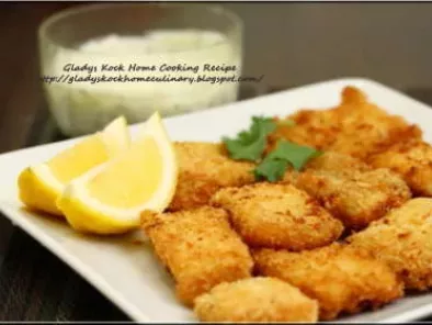 Recipe Deep-fry fish fillets in breadcrumb with basil &lemon mayonnaise