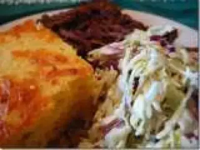 Pulled Pork, Cheddar Cheese Cornbread and Buttermilk Coleslaw