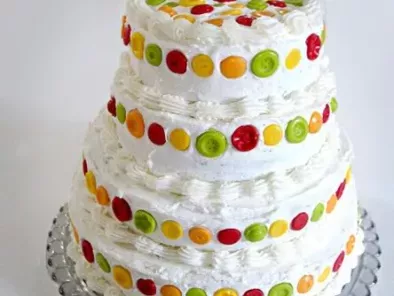 Almond Cake with Raspberry Filling, Almond Buttercream, and Candy Buttons! - photo 2