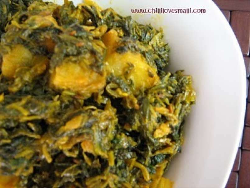 Aloo Methi and Spinach Subzi/Potato Fenugreek greens and Spinach - photo 2