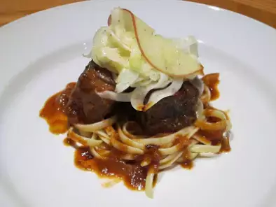 Apple Barbecue Braised Beef with Shaved Fennel & Apple Salad