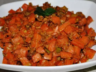 Carrot Fry (Carrots sauteed in South Indian spices with milk)