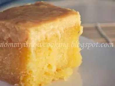 Cassava cake with coco custard topping