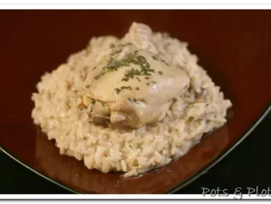 Chicken and Rice in a White Wine Mushroom Sauce