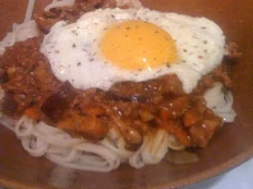 Chinese Pasta Bolognese with Soft Fried Egg - photo 2