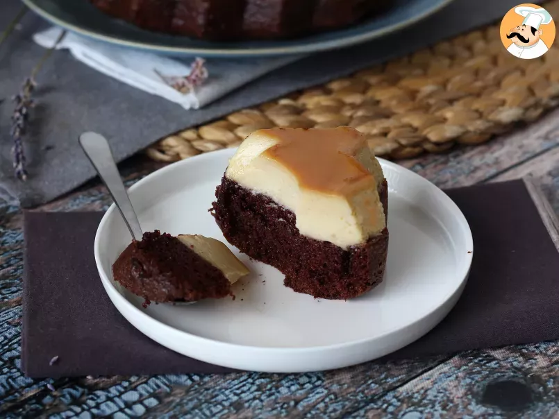 Choco flan, the perfect combination of a soft chocolate cake and a vanilla caramel flan - photo 3