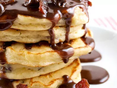 Chocolate Chip and Candied Bacon Pancakes with Nutella Maple Syrup - photo 2