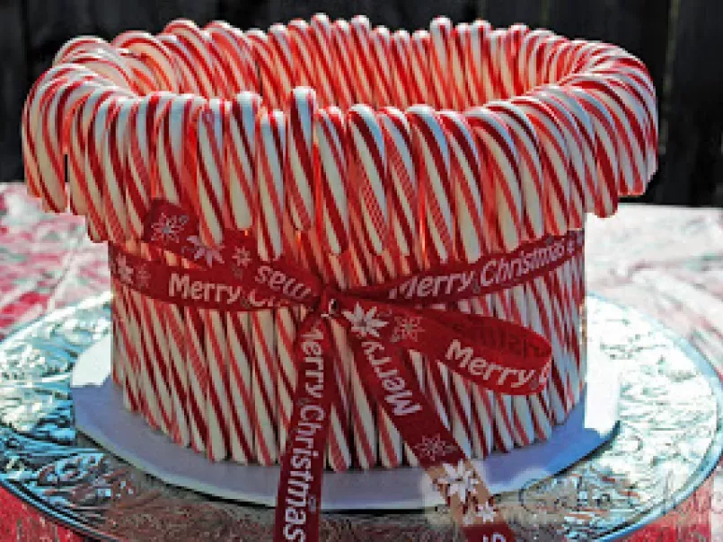 Chocolate Peppermint Candy Cane Cake with Whipped White Chocolate Ganache