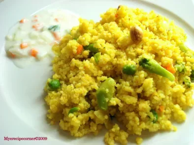 Couscous Biryani/ Pulao and Mixed Raita