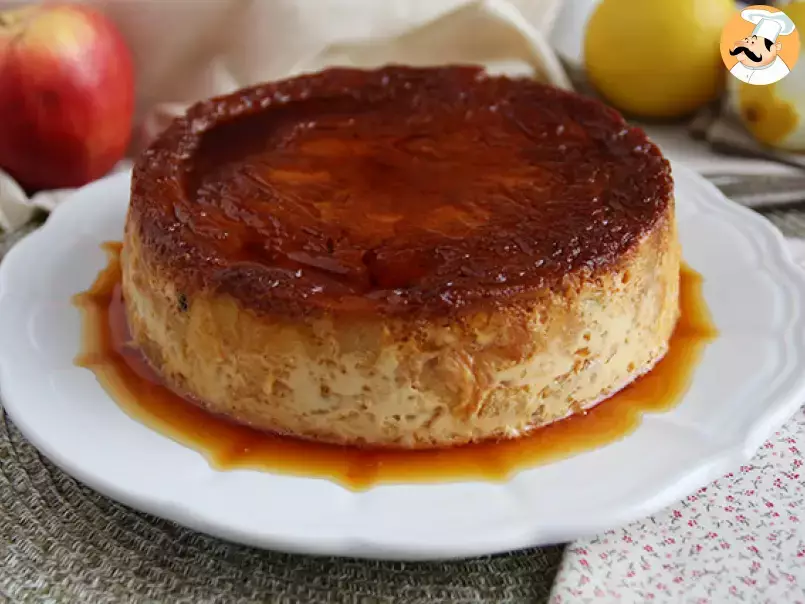 Croissant pudding with apple and caramel