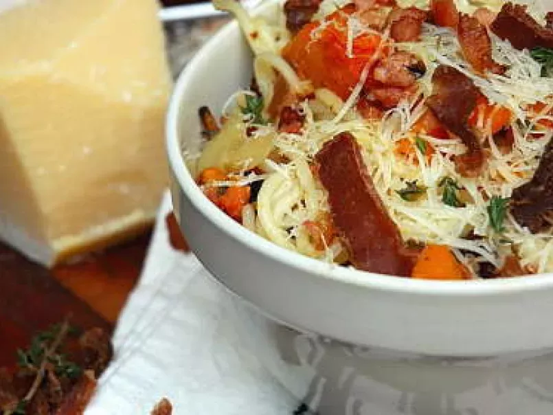 Easy Pasta recipes - Pasta with Butternut, Biltong and Bacon