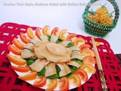 Festive Thai-Style Abalone Salad with Italian Baby Spinach