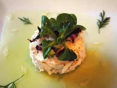 French Laundry Crab: Crab Salad with Cucumber Jelly, Grainy Mustard Vinaigrette and Mache