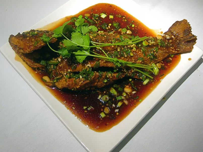 Fried Snapper in a Szechuan Garlic, Ginger Chili Sauce (Fish Roe included) - photo 2