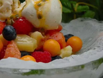 Fruit Salad with Passion Fruit and Vanilla Bean Ice-cream - photo 2