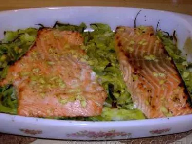 gingered lemon & honey marinated salmon on leeks+new potato chiv - photo 2