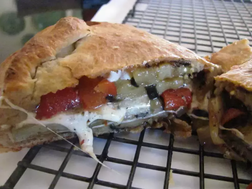 Grilled Eggplant, Onion, and Red Pepper Stuffed Bread - photo 3