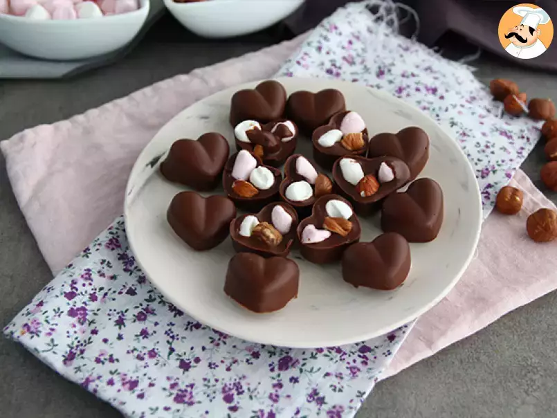Homemade chocolates with marshmallows and nuts
