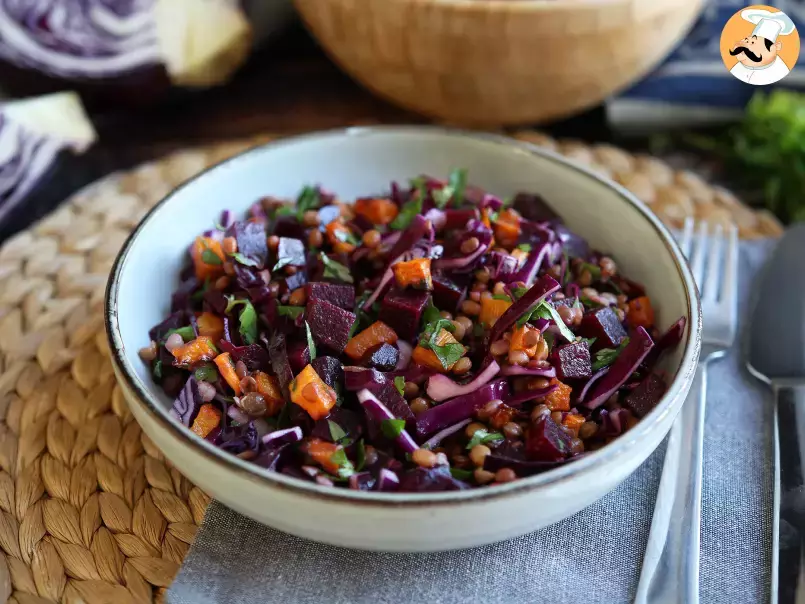 Lentil, butternut, red cabbage, beet and parsley salad (perfect for fall/winter)