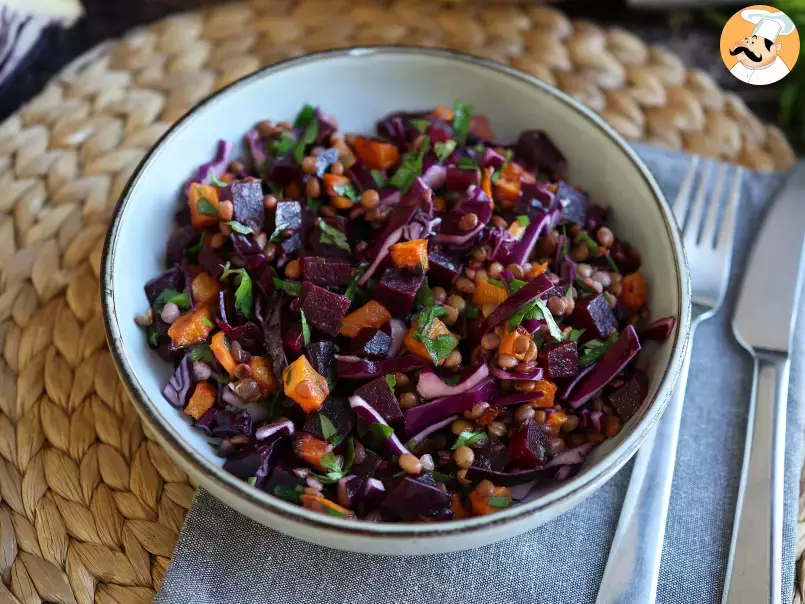 Lentil, butternut, red cabbage, beet and parsley salad (perfect for fall/winter) - photo 2