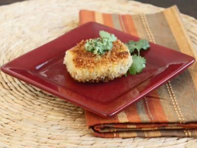 Mashed Potato and Vegetable Patties with Ginger-Cilantro Chutney 