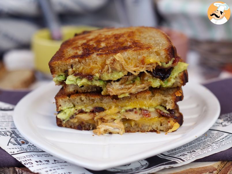 Maxi grilled cheese sandwich: cheddar, shredded chicken, avocado, bacon - photo 2