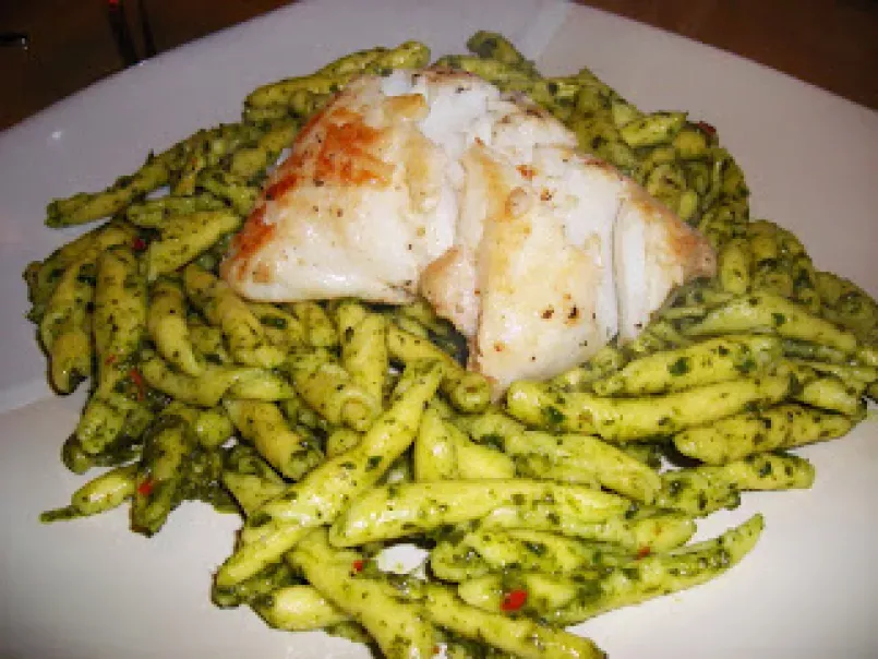 Nut Free Salad Pesto Pasta with a Pan Fried Cod Loin