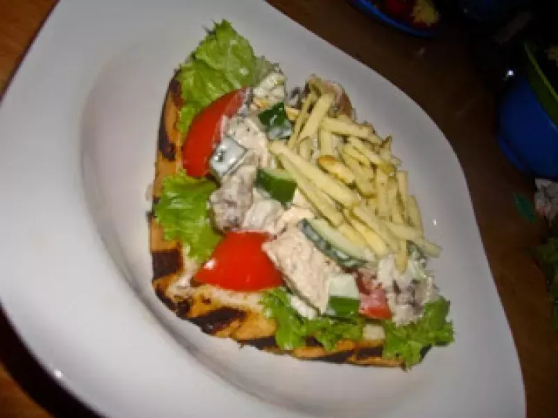 Open Face Chunky Chicken Sandwich with Crunchy Toppings