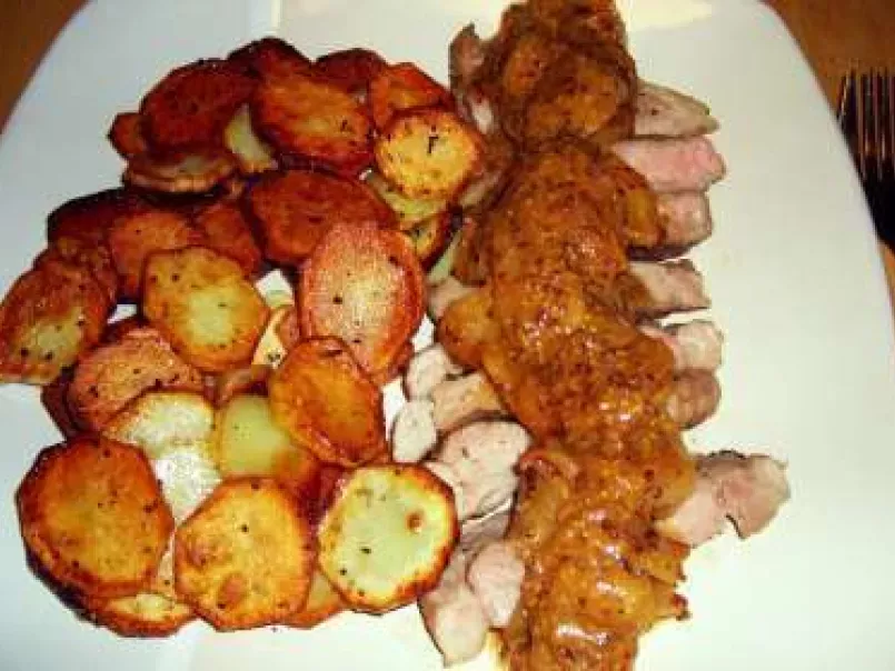 Pan Fried Pork Rib Steak with Apple and Mustard Sauce + Sauteed - photo 3