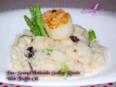 Pan-Seared Hokkaido Scallop Risotto With Truffle Oil