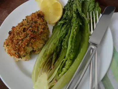 Parmesan Chicken with Roasted Romaine Lettuce