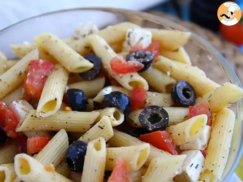 Pasta salad, with tomato, feta cheese and olives - photo 2