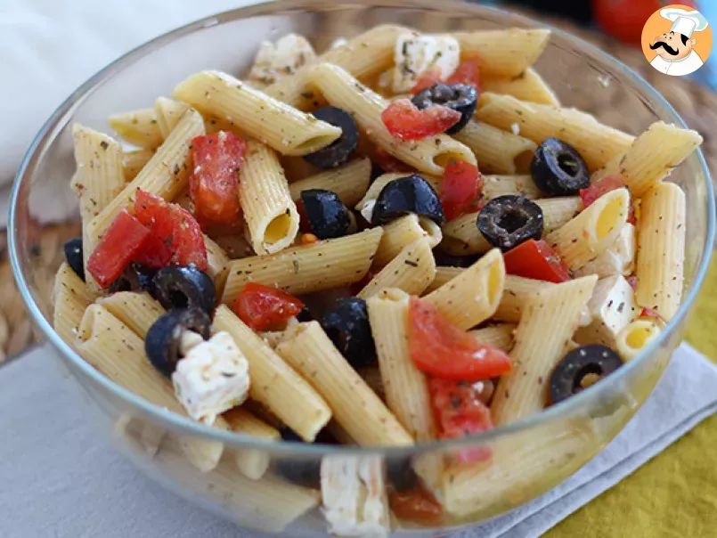 Pasta salad, with tomato, feta cheese and olives - photo 4