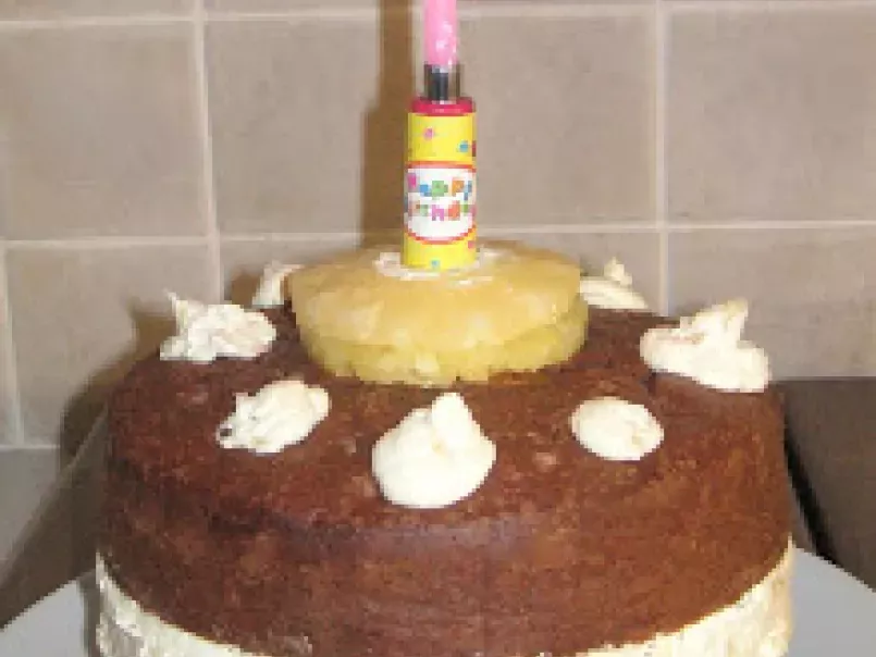 Pineapple, ginger and chocolate birthday cake