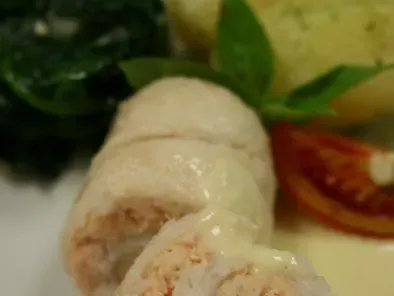 Poached Sole and Salmon Roulade