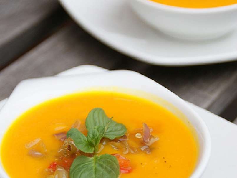 Pumpkin Soup cooked in Fresh Passion Fruit Juice
