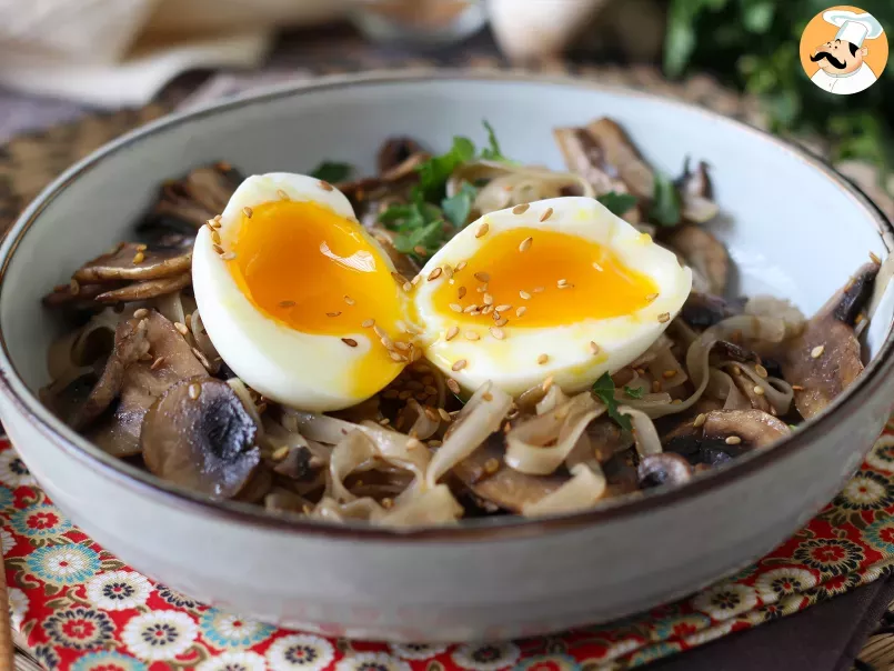 Rice noodles with mushrooms and their soft-boiled egg! - photo 4