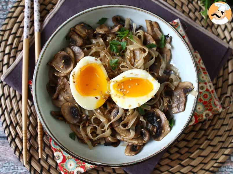 Rice noodles with mushrooms and their soft-boiled egg! - photo 6